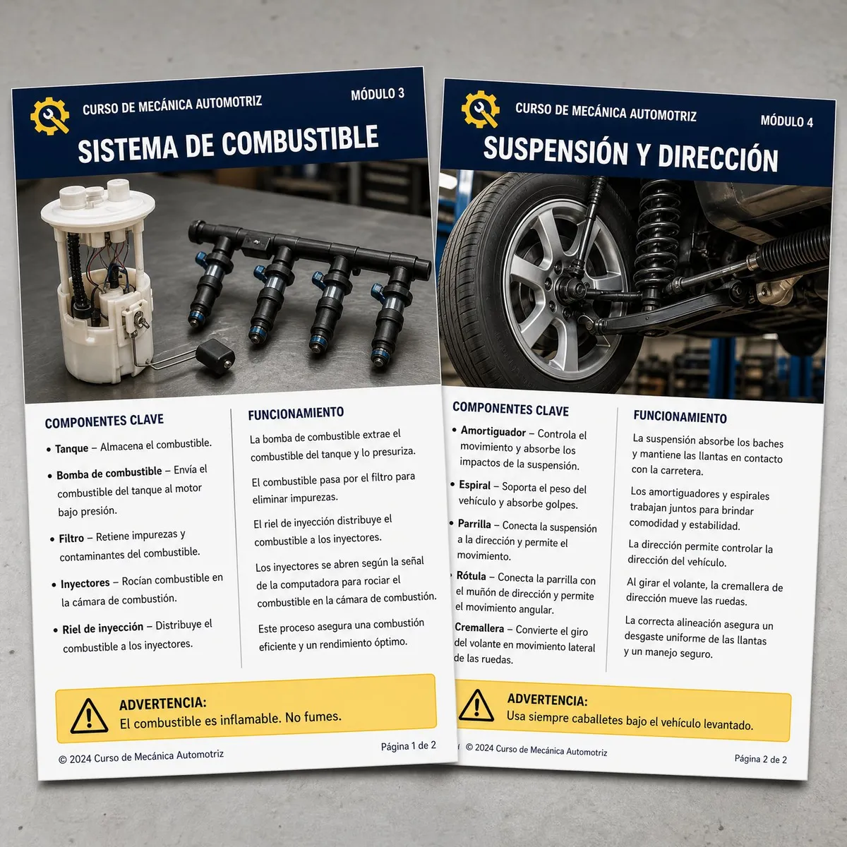 Guías de estudio: combustible y suspensión
