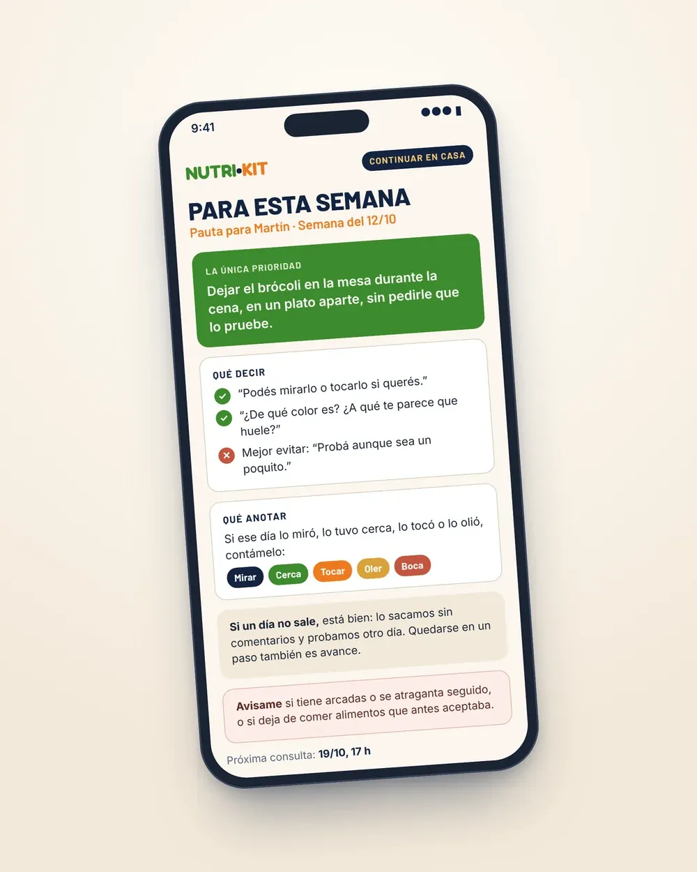 Hoja de ejemplo: Pauta semanal para la familia