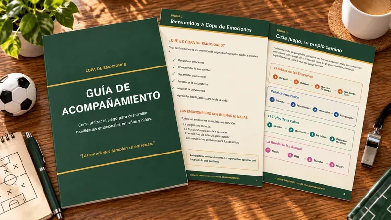 Guía de Acompañamiento: tapa y páginas interiores con la secuencia de cada juego