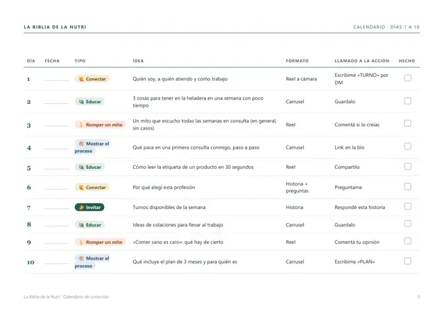 Calendario de contenido