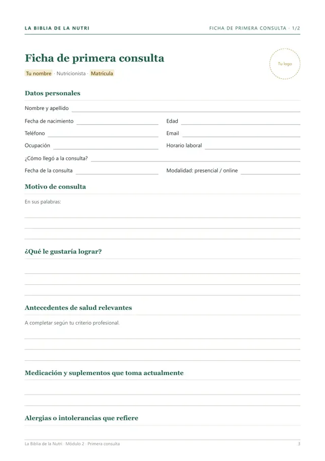 Ficha de primera consulta