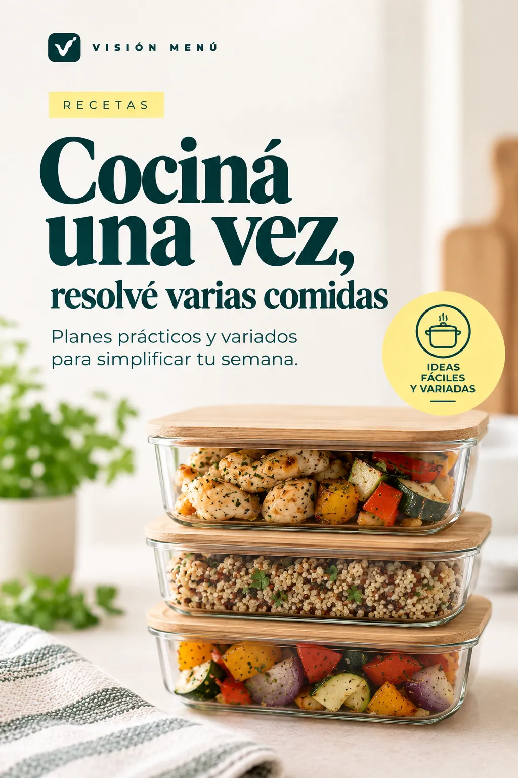 Recetario Cociná una vez, resolvé varias comidas
