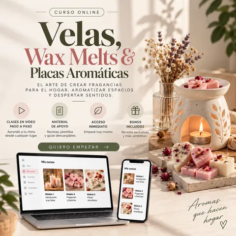 Curso Online de Velas, Wax Melts & Placas Aromáticas