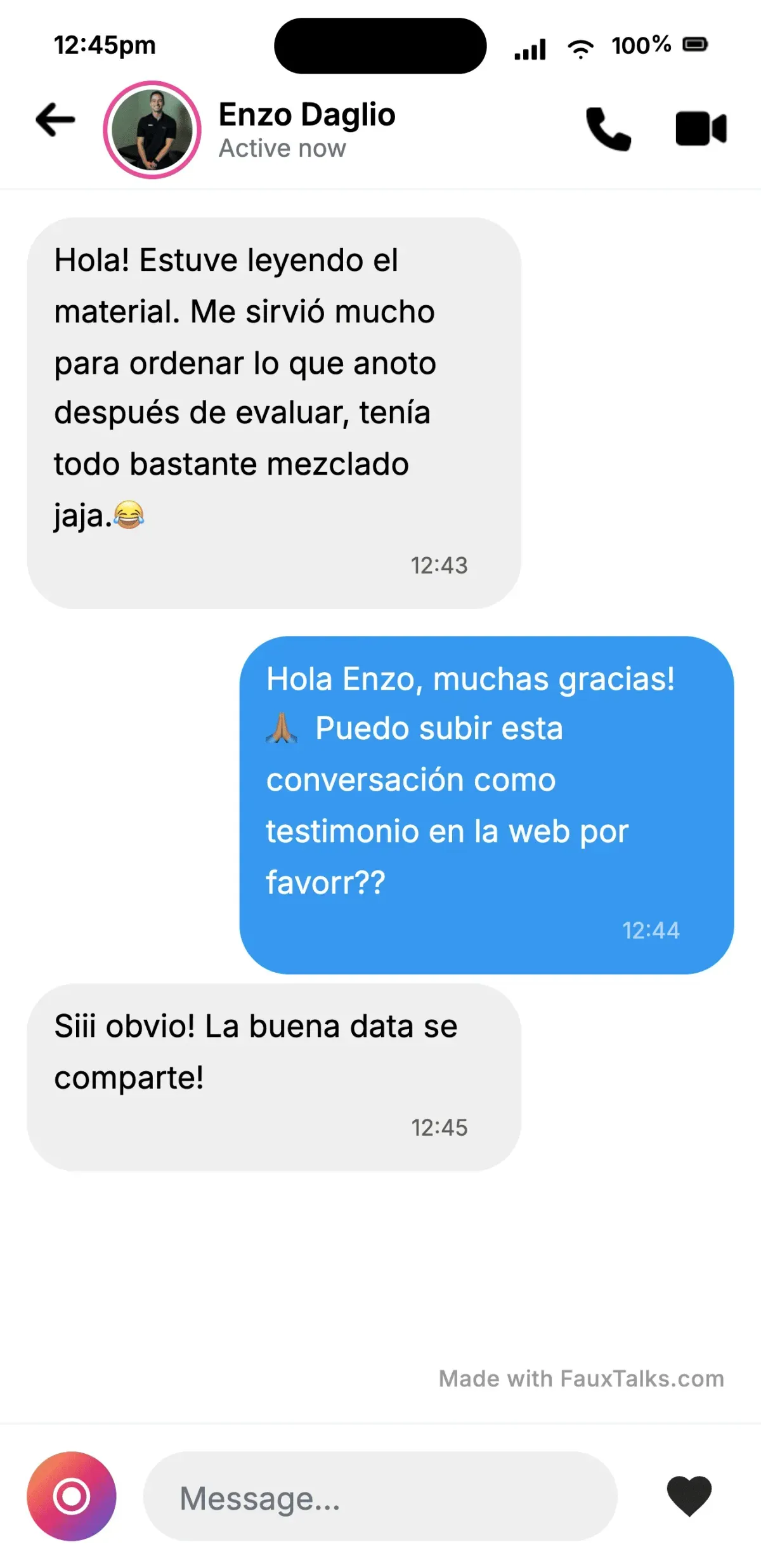 Mensaje recibido de un kinesiólogo — 4 de 4