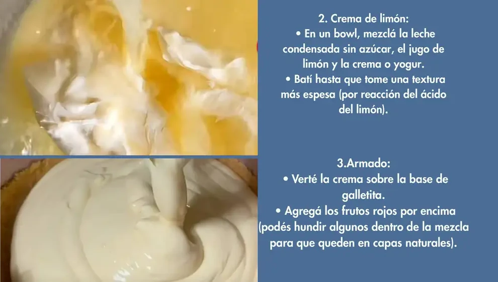 Torta de limón y frutos rojos: crema y armado