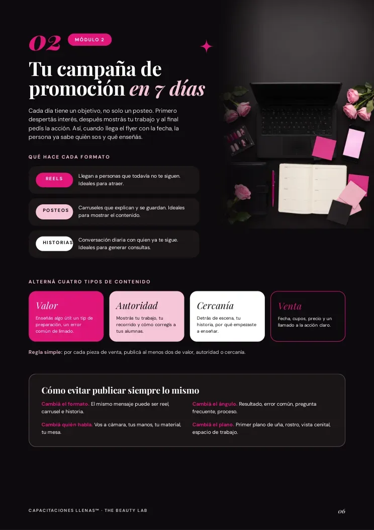 Página de la campaña de promoción de 7 días